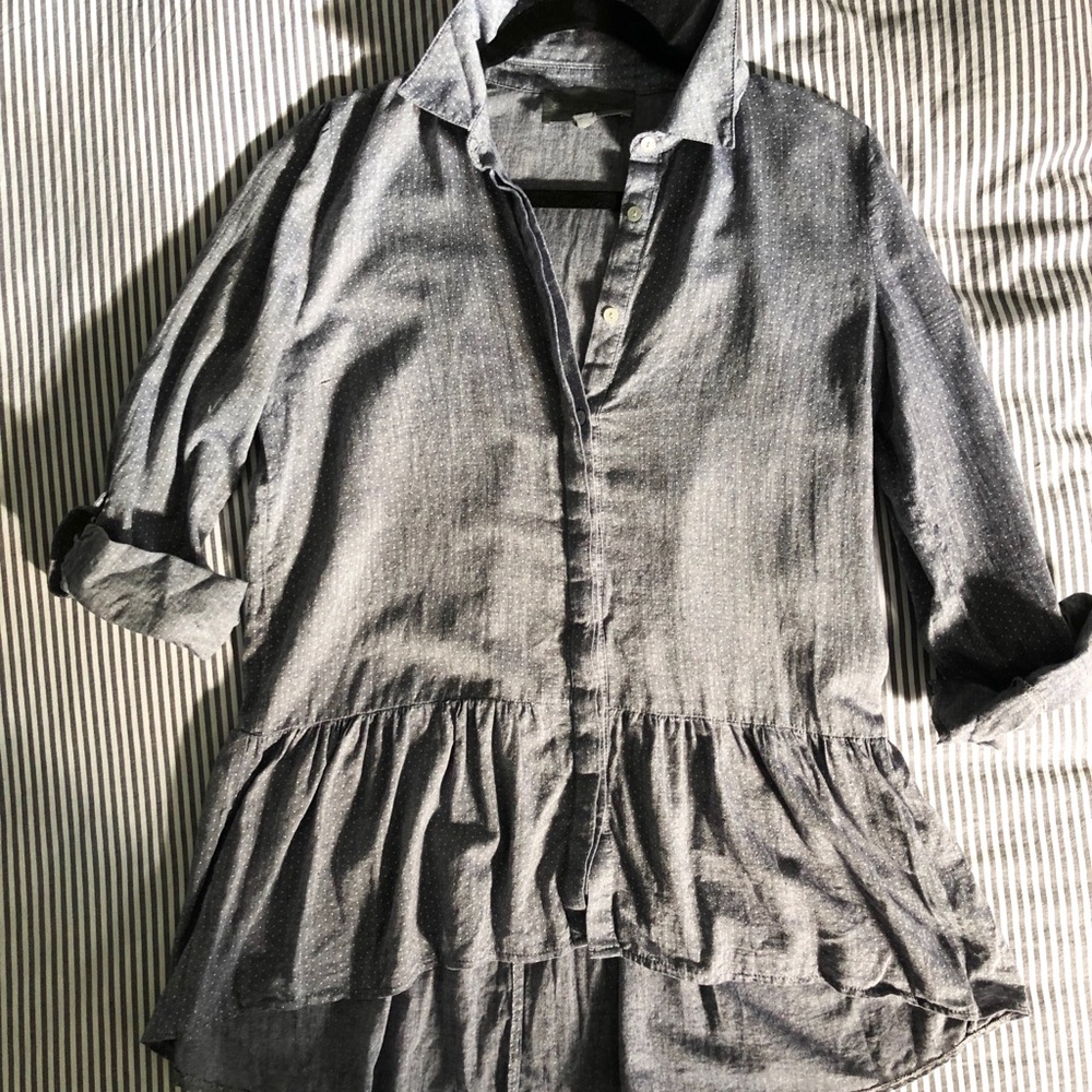 Anthropologie Chambray Peplum Top